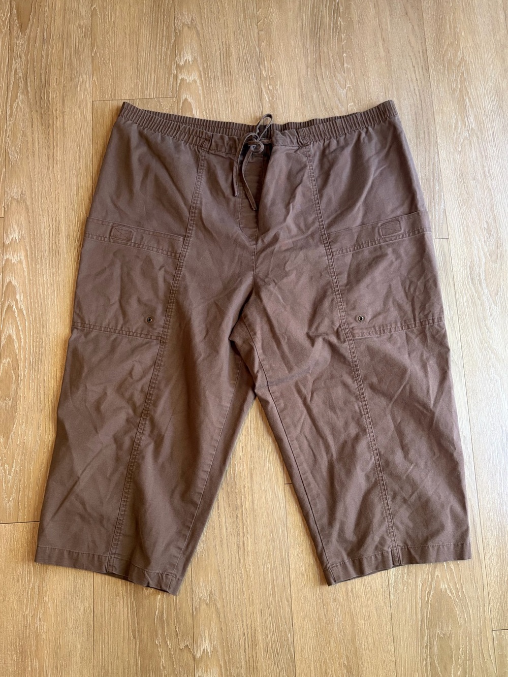 Allison Daley Brown Cargo Drawstring Capri Pants